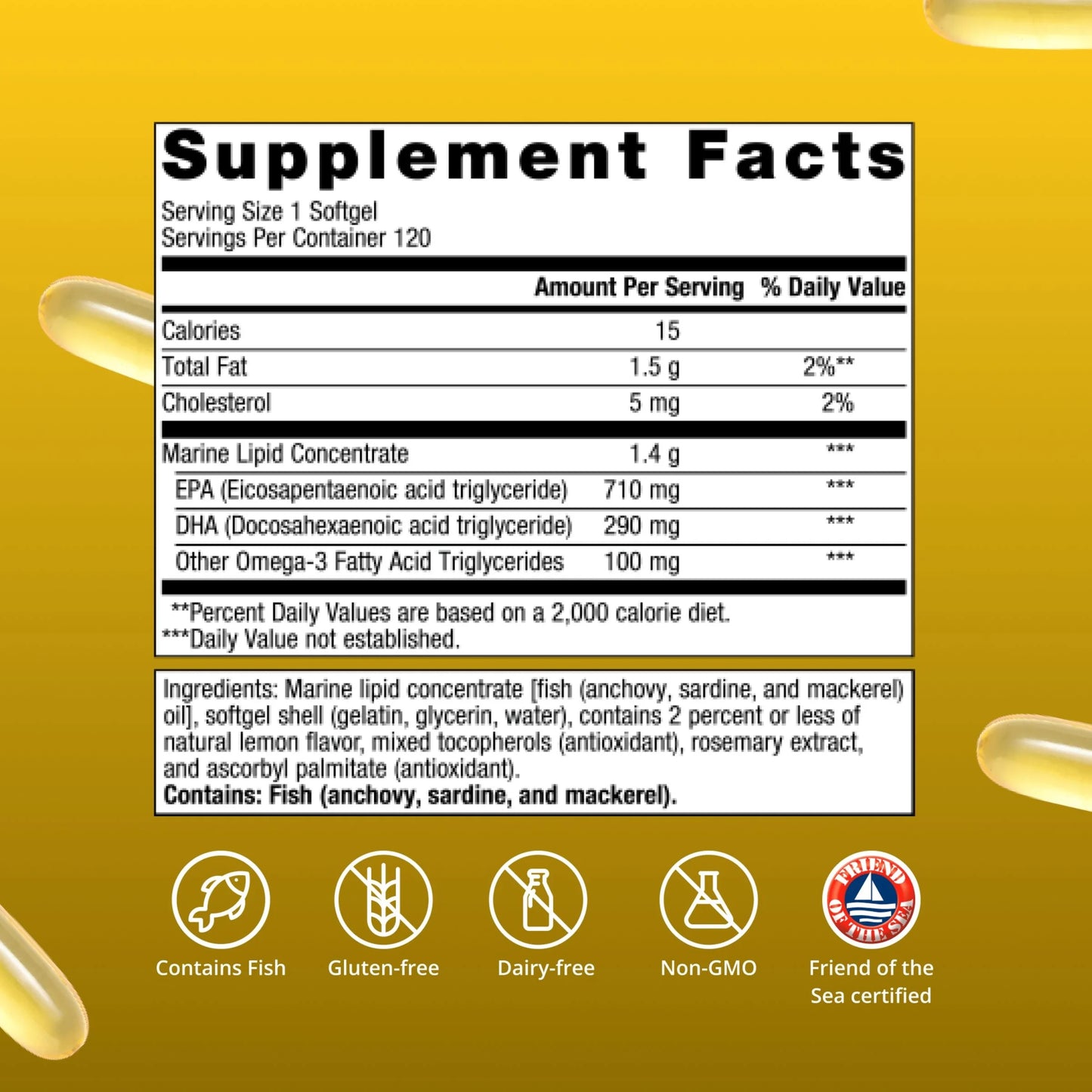 Omegagenics Fish Oil EPA-DHA 1000 Mg - High Potency - Omega-3 Fish Oil Supplement - for Heart Health, Musculoskeletal Health & Immune System Health* - with DHA & EPA - 120 Softgels